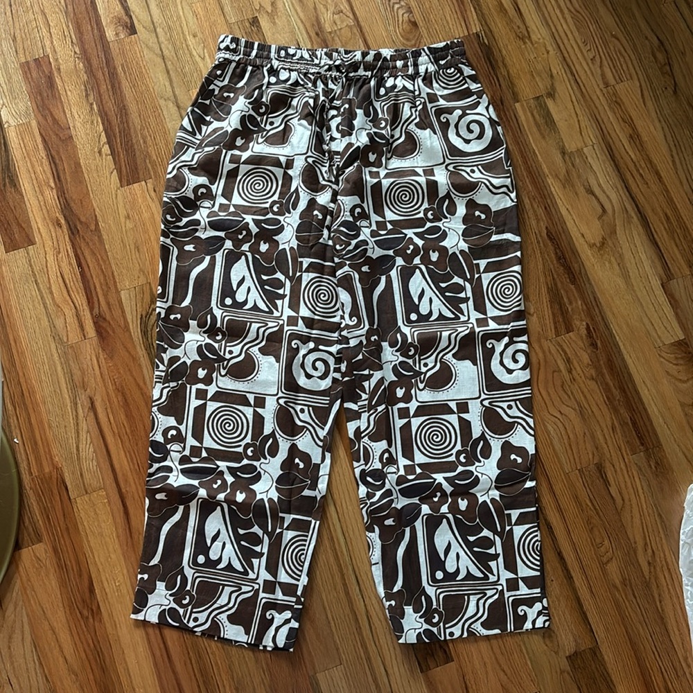 Mara Hoffman Jackie Pant Straight Leg Elastic Waistband Drawstring Abrazo Hemp - Picture 6 of 12